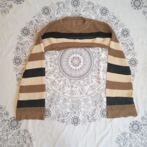 Shein  stripped Crochet cropped sweater